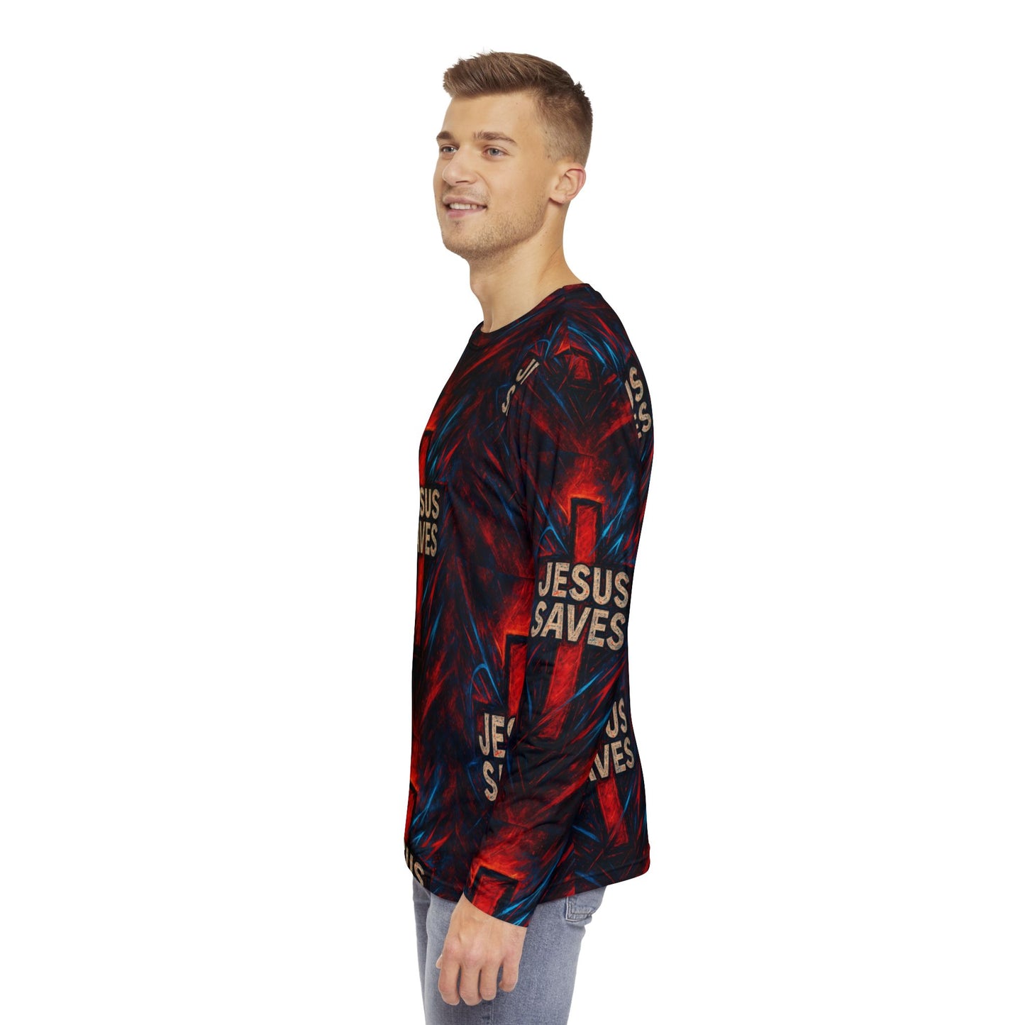 Jesus Saves Unisex Long Sleeve Shirt, Faithful Apparel, Christian Gift, Religious Clothing, Stylish Outreach Wear