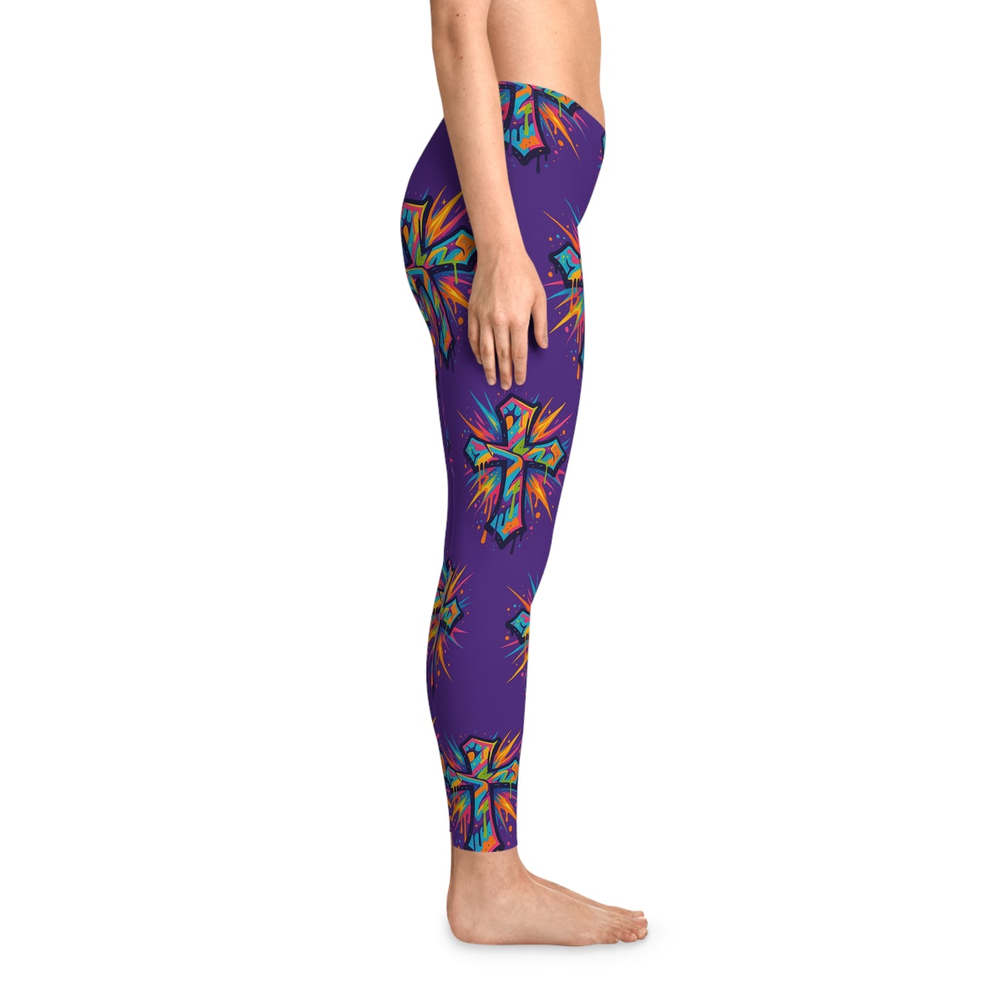 Vibrant Cross Stretchy Leggings, Colorful Yoga Pants, Eye-catching Workout Gear, Festival Fashion, Unique Athleisure Bottoms, Gift for Her