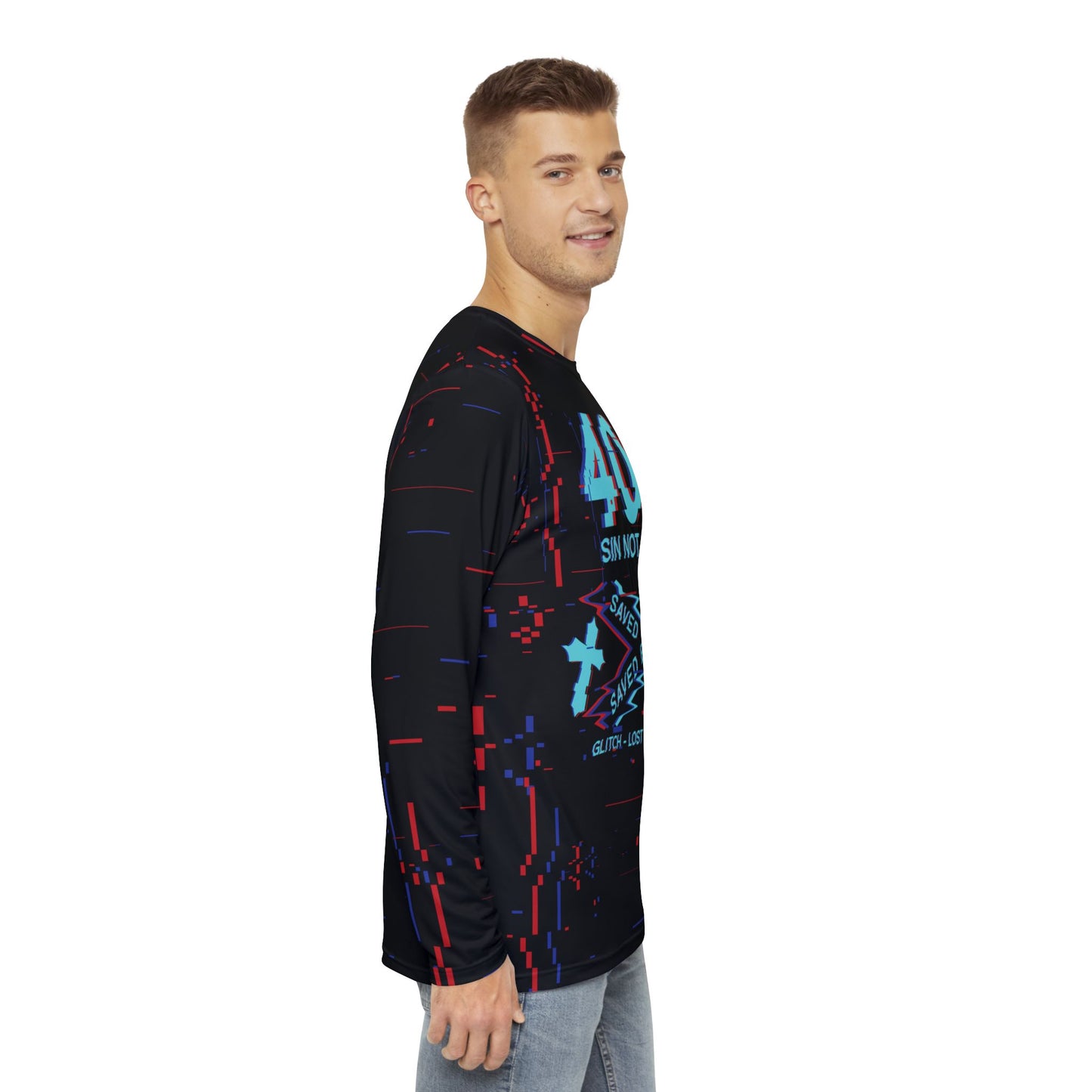 404 Error, Sin not found, Saved by Grace- polyester Long Sleeve Tee(AOP)