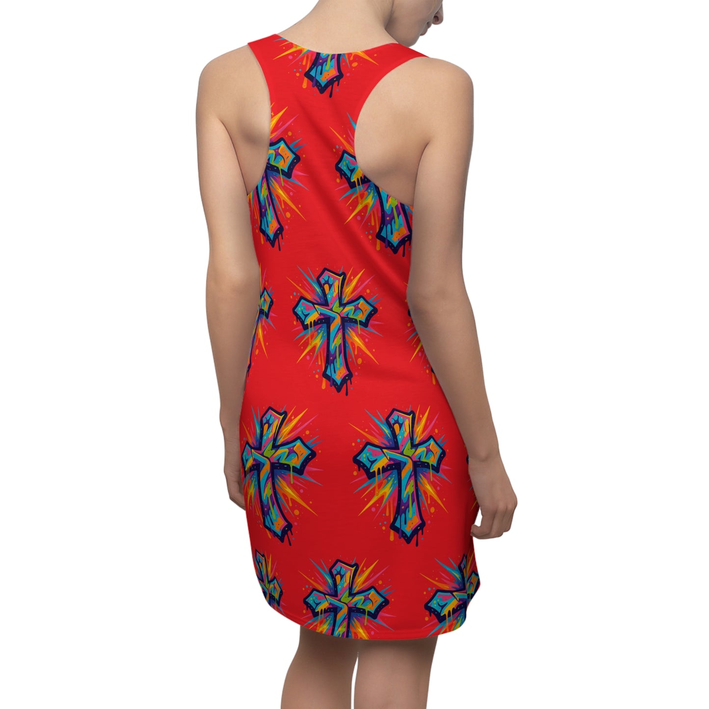 Colorful Abstract Cross Racerback Dress | Trendy Summer Fashion, Christian Wear