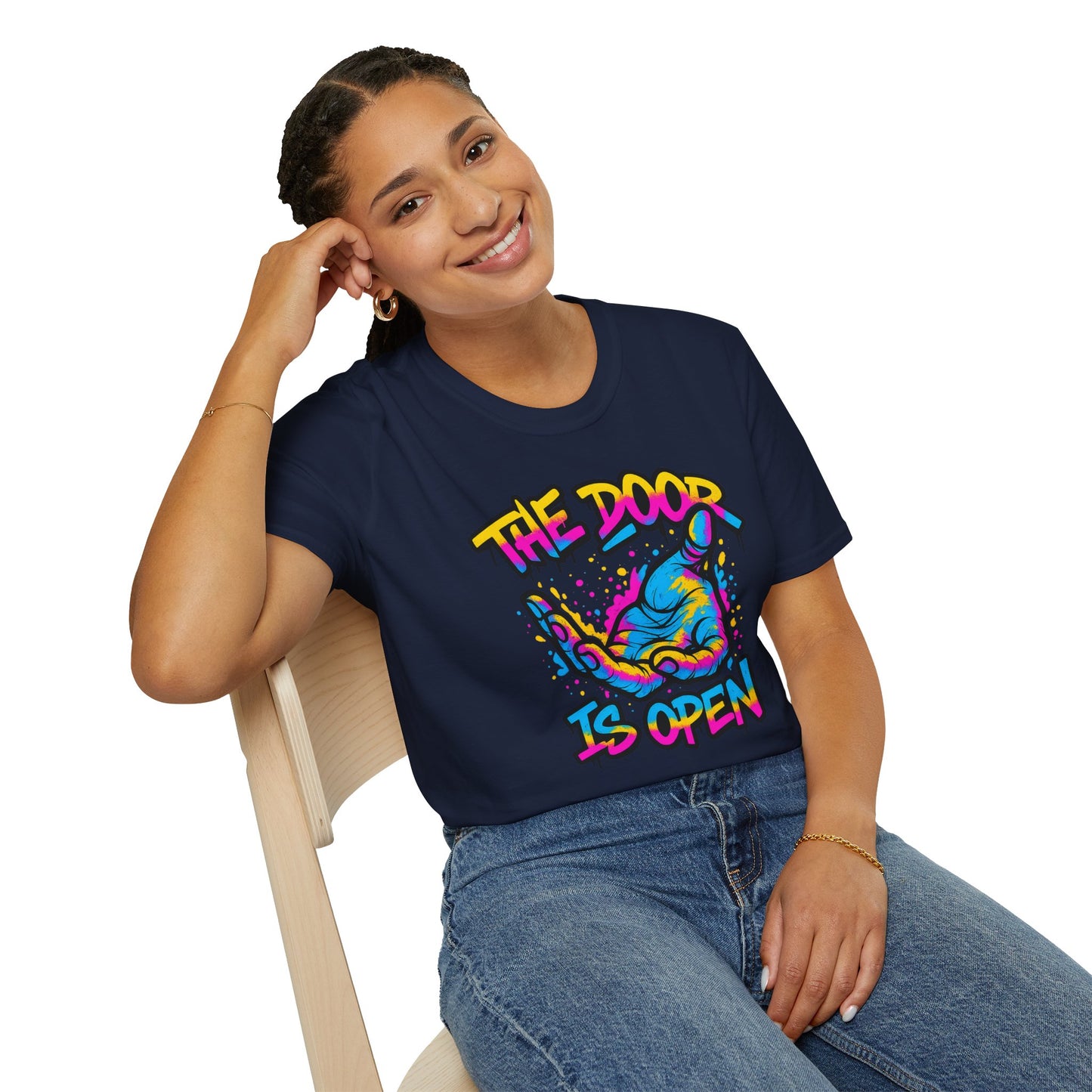 Christian Unisex T-Shirt - Jesus Reaching Design, The door Is Open