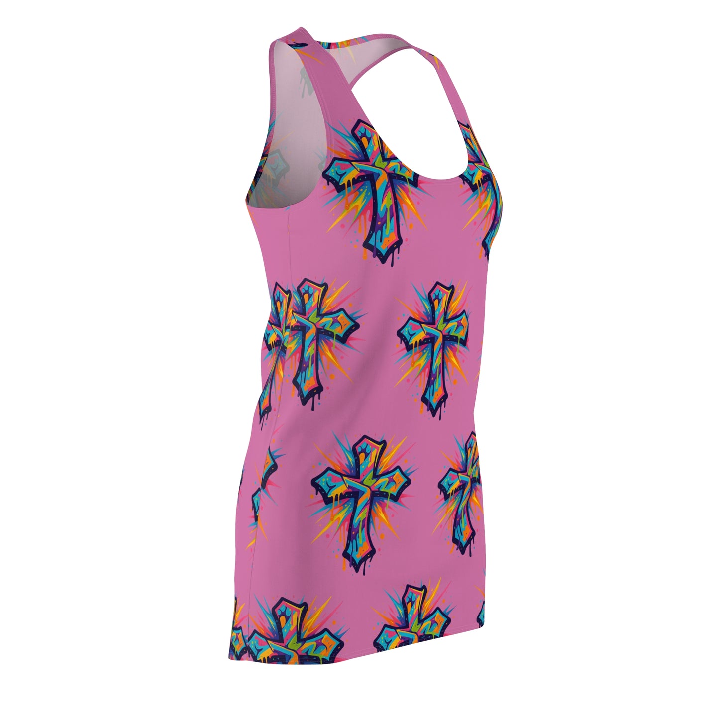 Colorful Abstract Cross Racerback Dress | Trendy Summer Fashion, Christian Wear