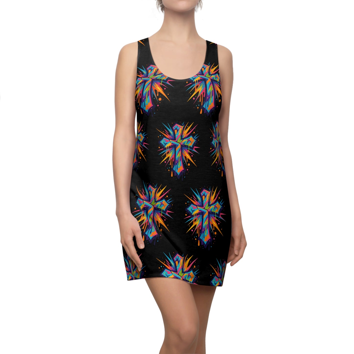 Colorful Abstract Cross Racerback Dress | Trendy Summer Fashion, Christian Wear