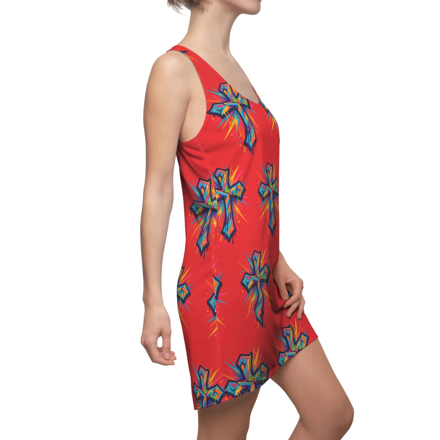 Colorful Abstract Cross Racerback Dress | Trendy Summer Fashion, Christian Wear