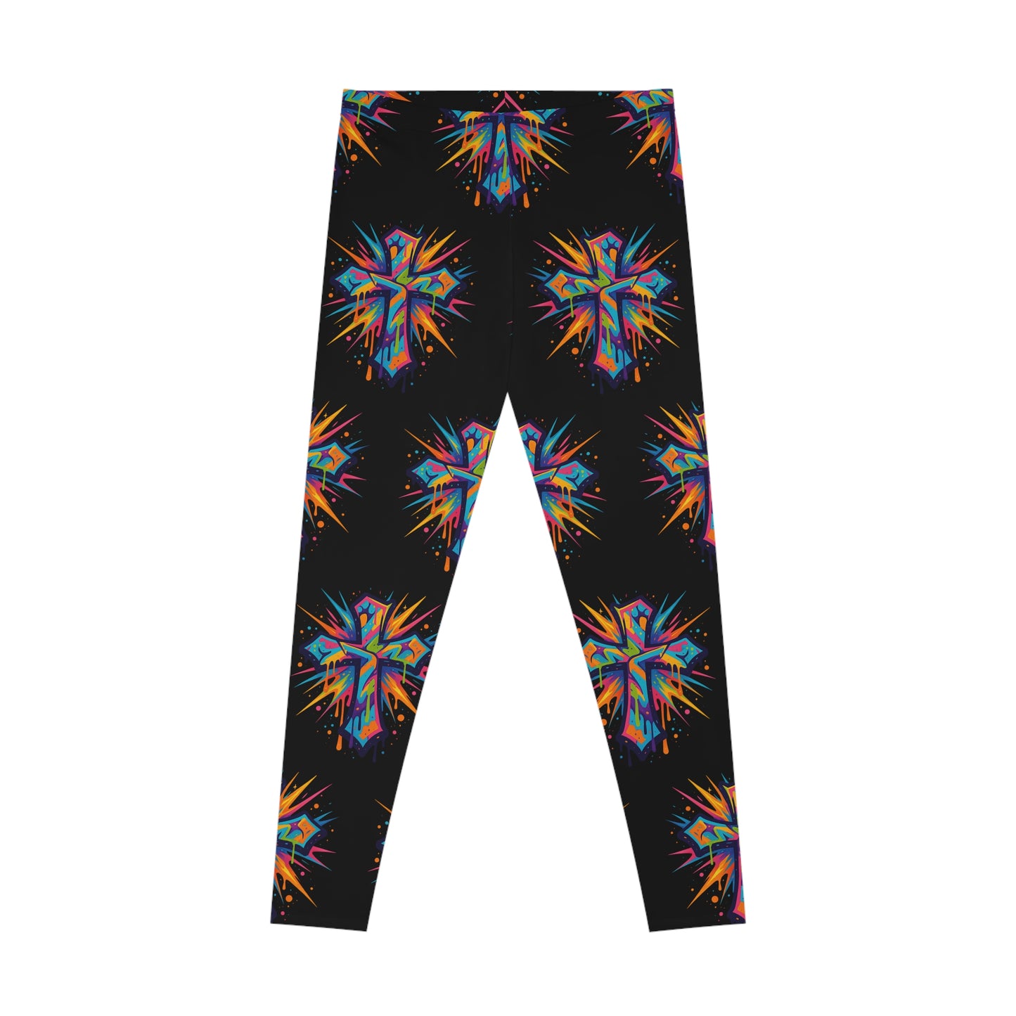 Vibrant Cross Stretchy Leggings, Colorful Yoga Pants, Eye-catching Workout Gear, Festival Fashion, Unique Athleisure Bottoms, Gift for Her