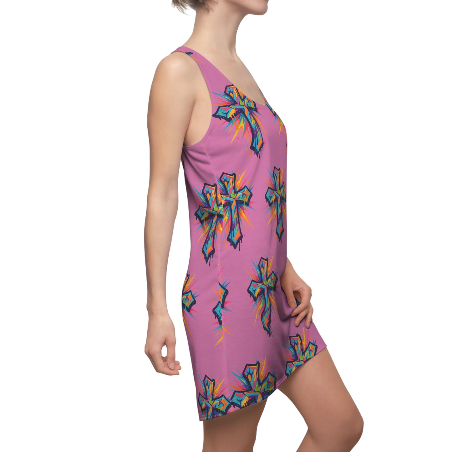 Colorful Abstract Cross Racerback Dress | Trendy Summer Fashion, Christian Wear