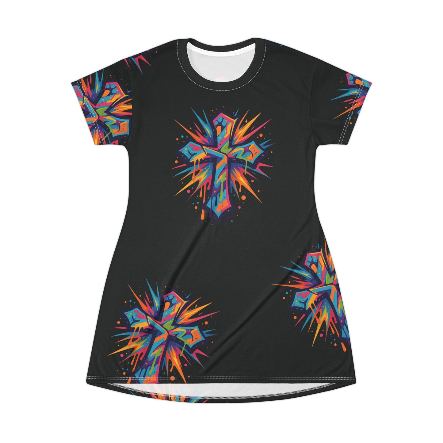 Colorful Cross T-Shirt Dress (AOP)