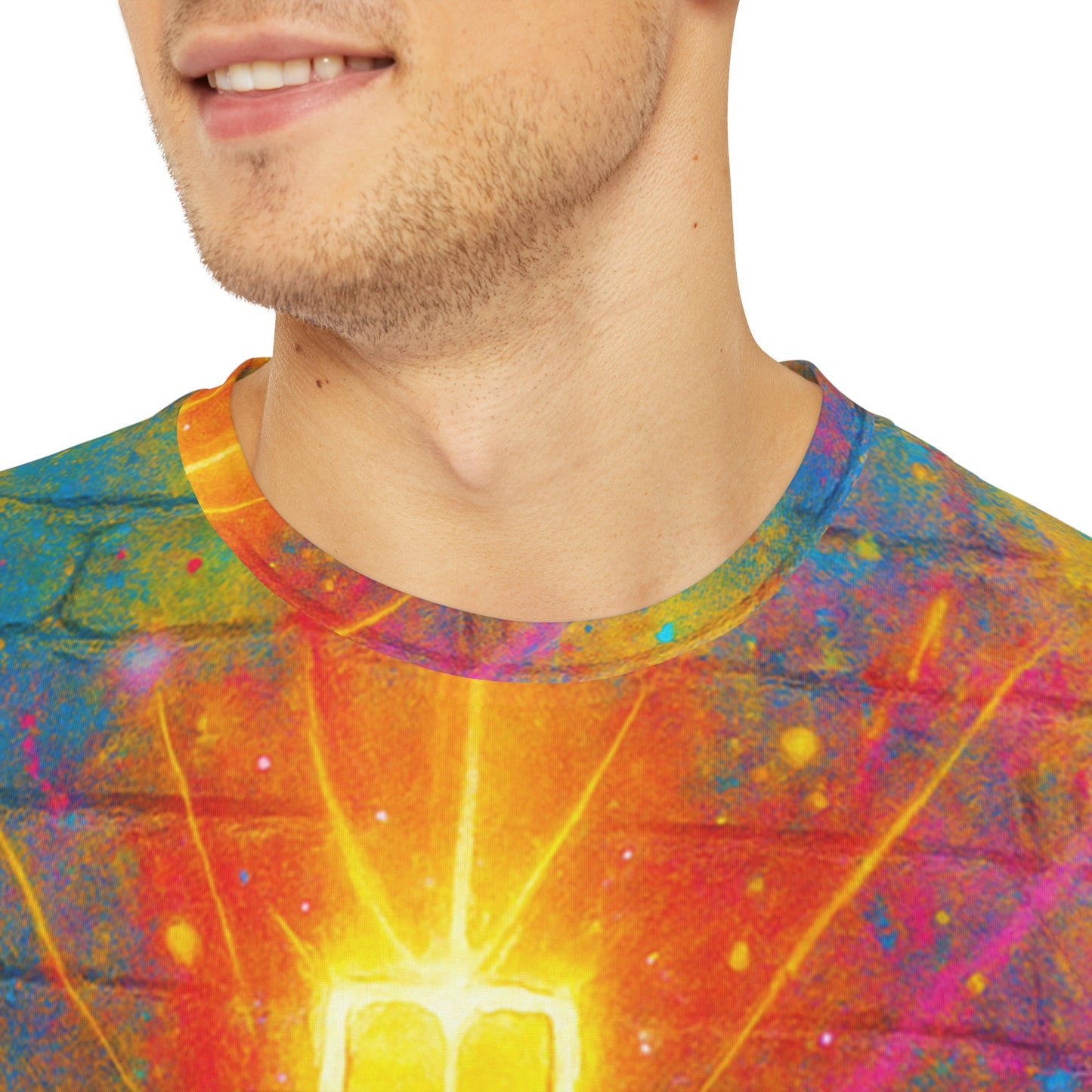 Vibrant Faith Graphic Tee, Colorful Men’s Shirt, Cross Design Apparel, Spiritual Fashion, Casual Wear for Men/Women