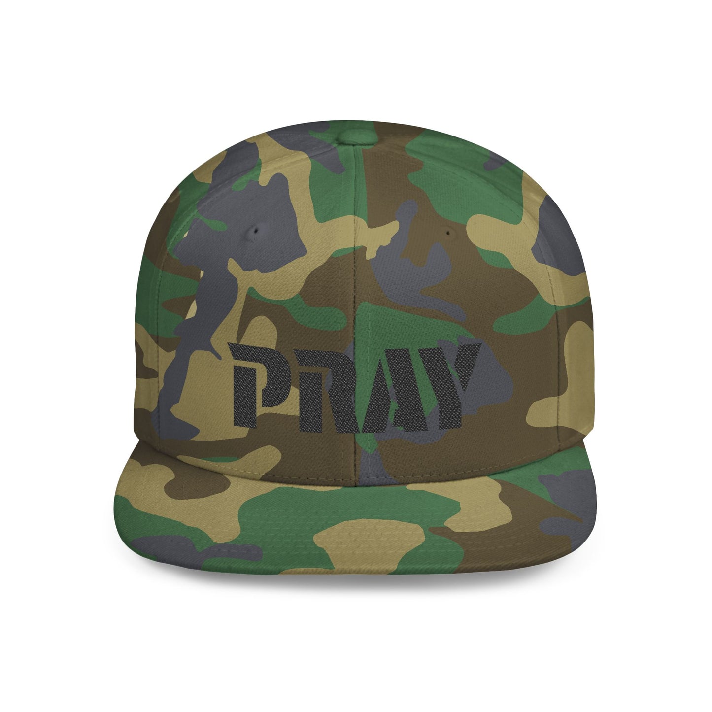 Inspirational Flat Bill Snapback Hat, Pray Adjustable Cap, Motivational Headwear, Faith-Based Gift, Casual Style Accessory
