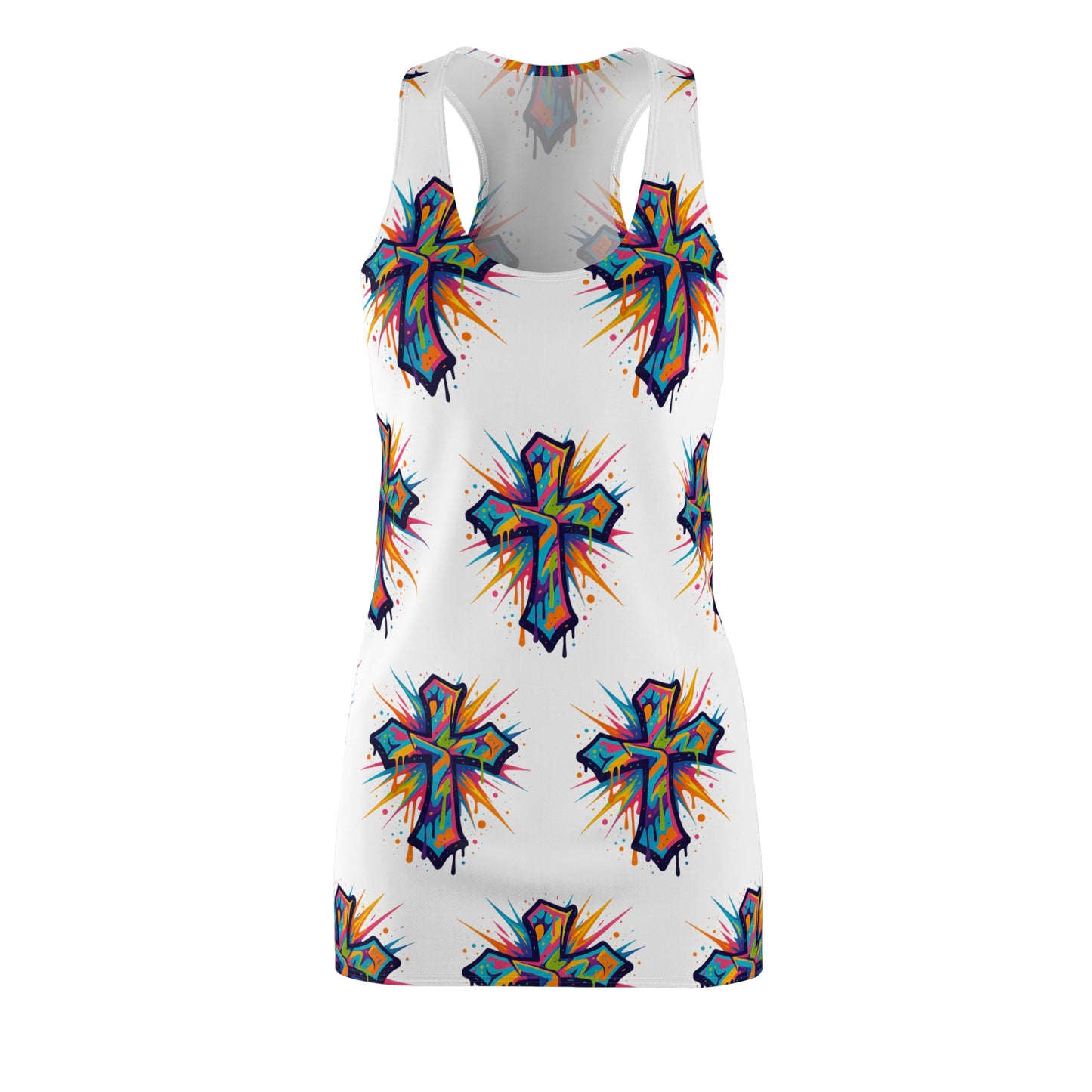 Colorful Abstract Cross Racerback Dress | Trendy Summer Fashion, Christian Wear