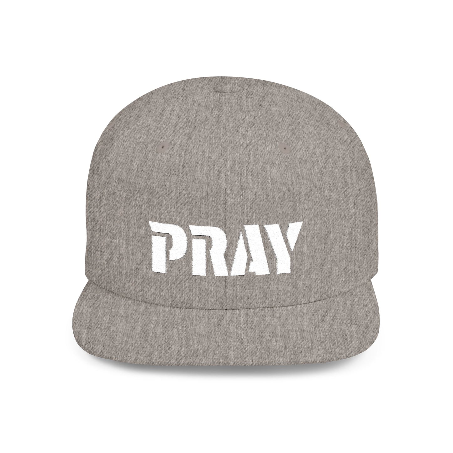 Inspirational Flat Bill Snapback Hat, Pray Adjustable Cap, Motivational Headwear, Faith-Based Gift, Casual Style Accessory