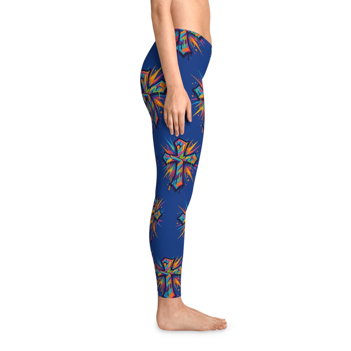 Vibrant Cross Stretchy Leggings, Colorful Yoga Pants, Eye-catching Workout Gear, Festival Fashion, Unique Athleisure Bottoms, Gift for Her