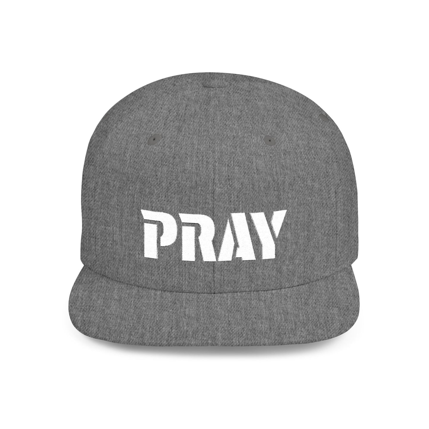 Inspirational Flat Bill Snapback Hat, Pray Adjustable Cap, Motivational Headwear, Faith-Based Gift, Casual Style Accessory