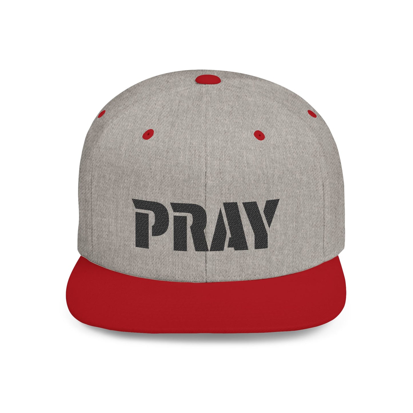 Inspirational Flat Bill Snapback Hat, Pray Adjustable Cap, Motivational Headwear, Faith-Based Gift, Casual Style Accessory