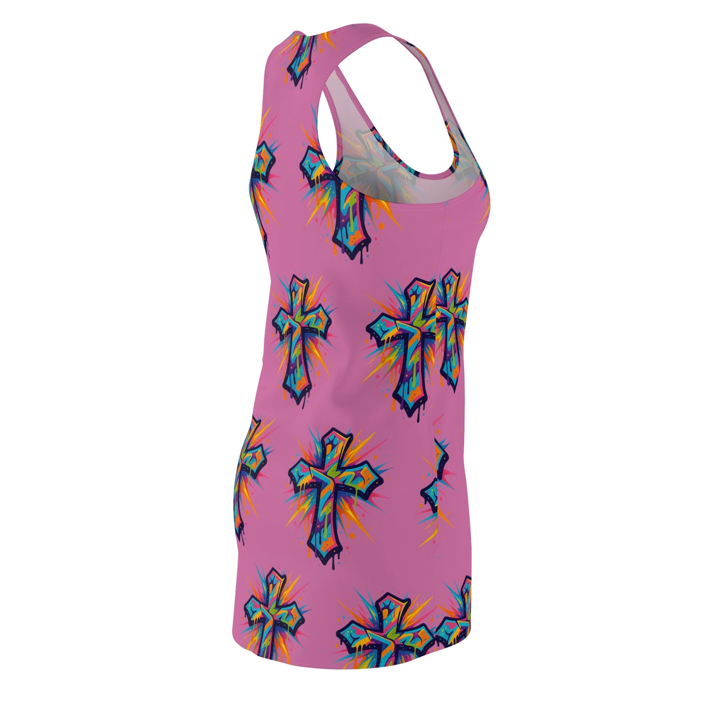 Colorful Abstract Cross Racerback Dress | Trendy Summer Fashion, Christian Wear