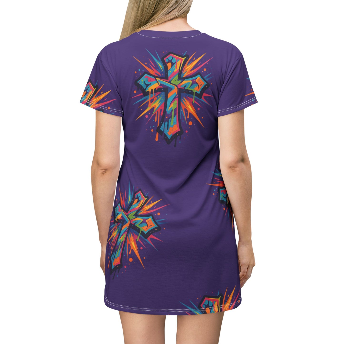 Colorful Cross T-Shirt Dress (AOP)
