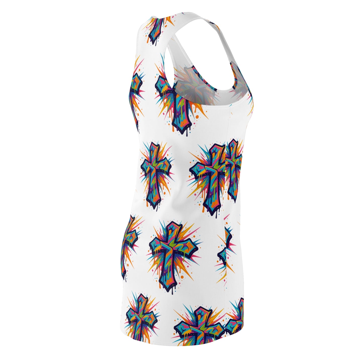 Colorful Abstract Cross Racerback Dress | Trendy Summer Fashion, Christian Wear