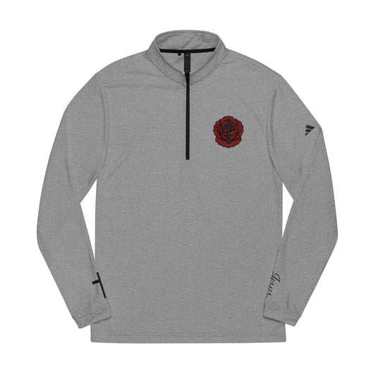 Adidas® Jesus Rose-Embroidered Quarter-Zip Pullover