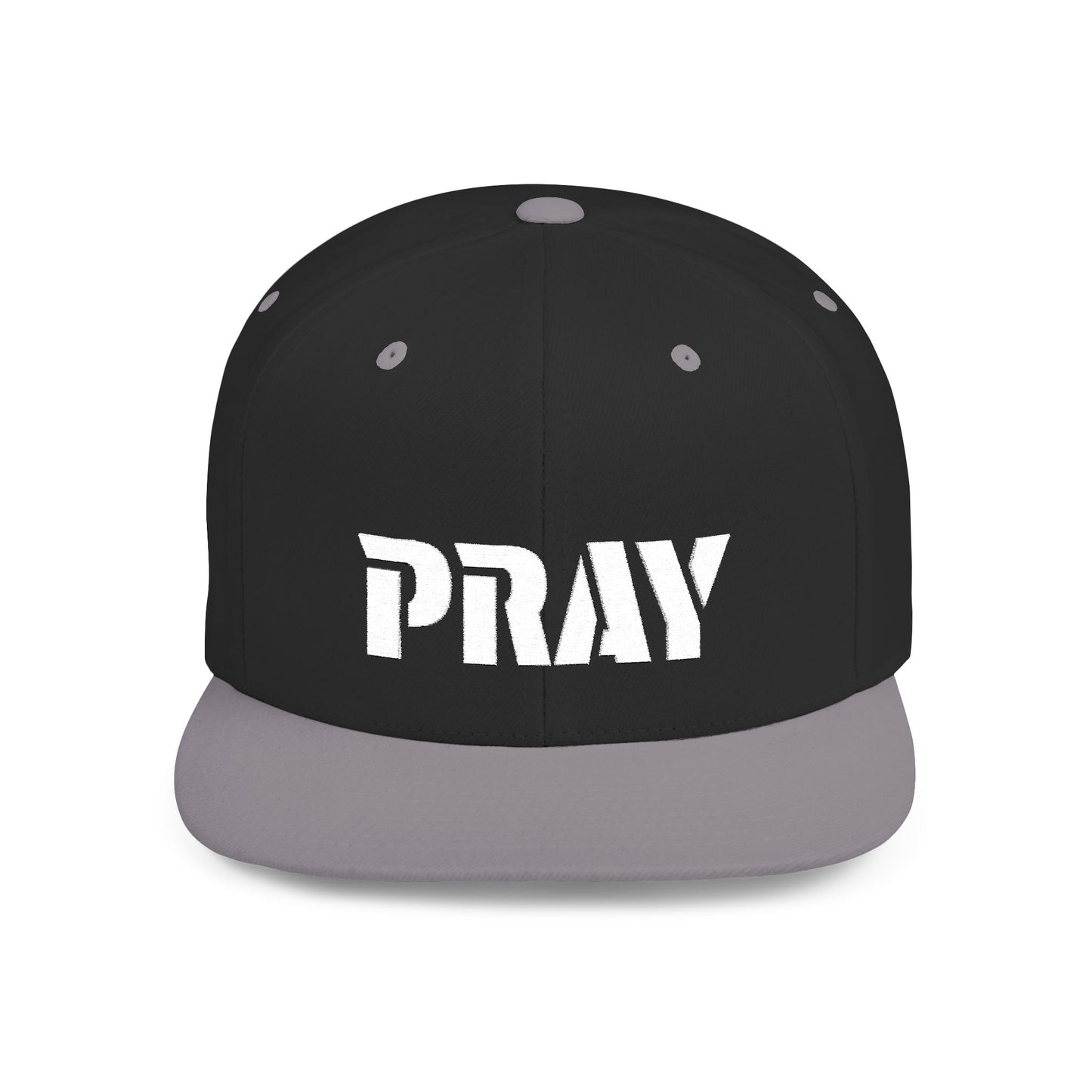 Inspirational Flat Bill Snapback Hat, Pray Adjustable Cap, Motivational Headwear, Faith-Based Gift, Casual Style Accessory