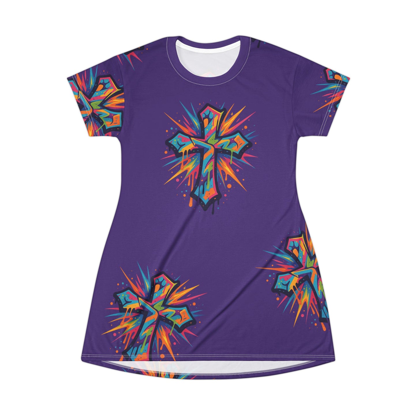 Colorful Cross T-Shirt Dress (AOP)