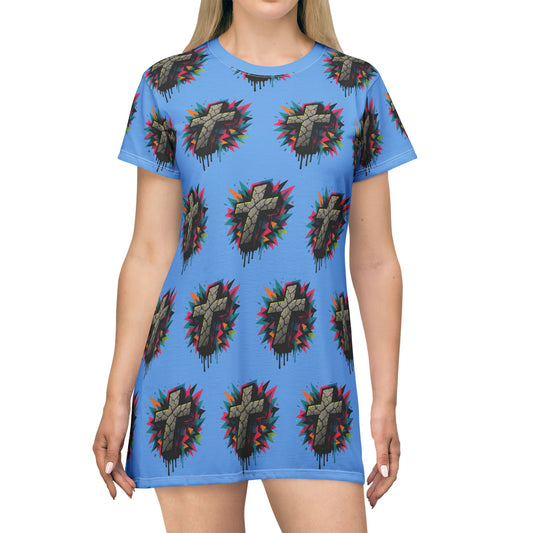 Colorful Cross Graphic T-Shirt Dress, Vibrant Casual Wear, Street Style Clothing, Gift for Fashion Lovers, Festival Ready Outfit, Everyday [...]