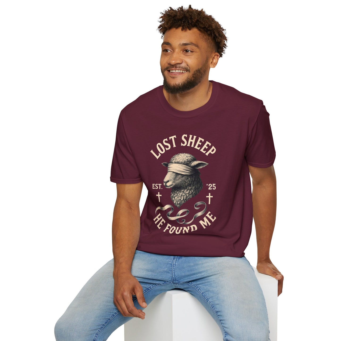 Unisex Softstyle T-Shirt, Religious Tee, Christian Apparel, Lost Sheep Collection, Faith-Based Gift, Christian Wear