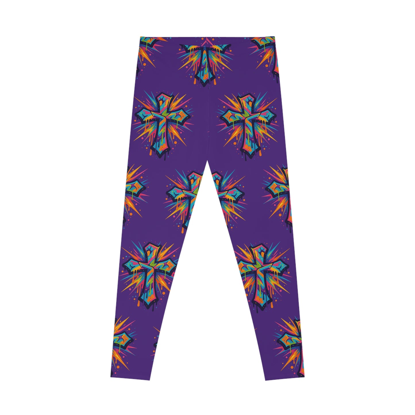 Vibrant Cross Stretchy Leggings, Colorful Yoga Pants, Eye-catching Workout Gear, Festival Fashion, Unique Athleisure Bottoms, Gift for Her