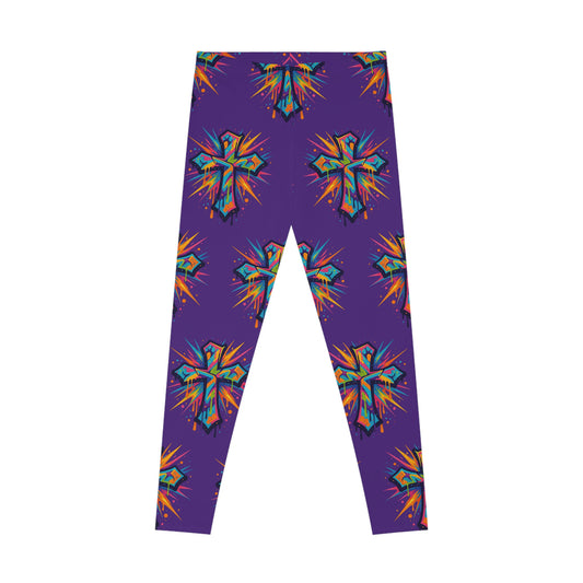 Vibrant Cross Stretchy Leggings, Colorful Yoga Pants, Eye-catching Workout Gear, Festival Fashion, Unique Athleisure Bottoms, Gift for Her