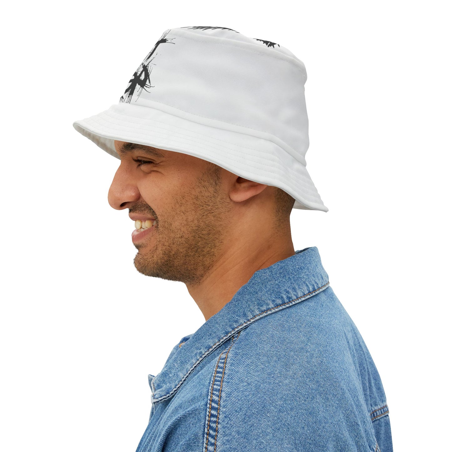 White Lost Sheep Grunge Bucket Hat, Trendy Summer Accessory, Unisex Streetwear, Perfect for Festivals, Beach Days, Gift for Artists and Christians