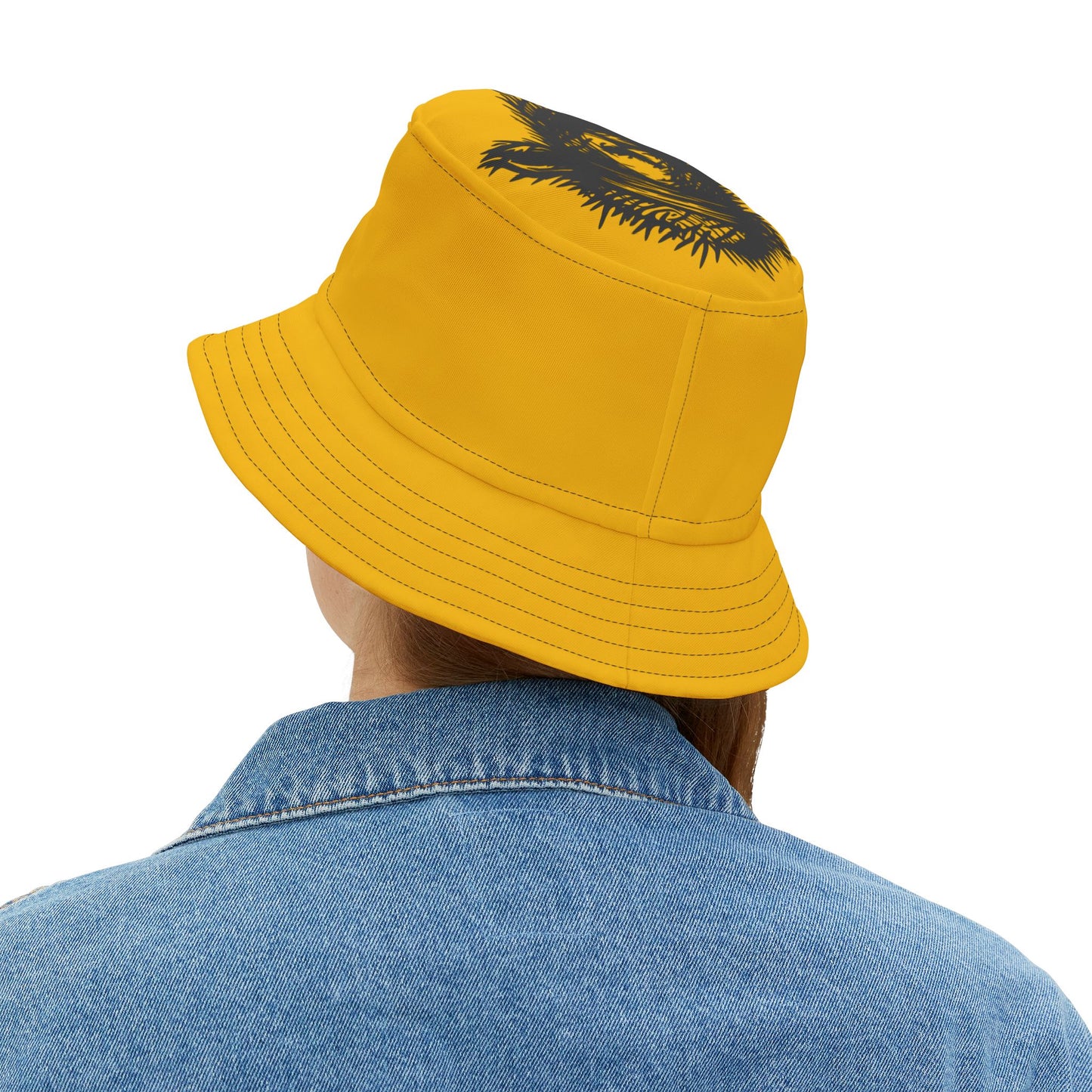 Yellow Lost Sheep Grunge Bucket Hat, Trendy Summer Accessory, Unisex Streetwear, Perfect for Festivals, Beach Days, Gift for Artists and Christians