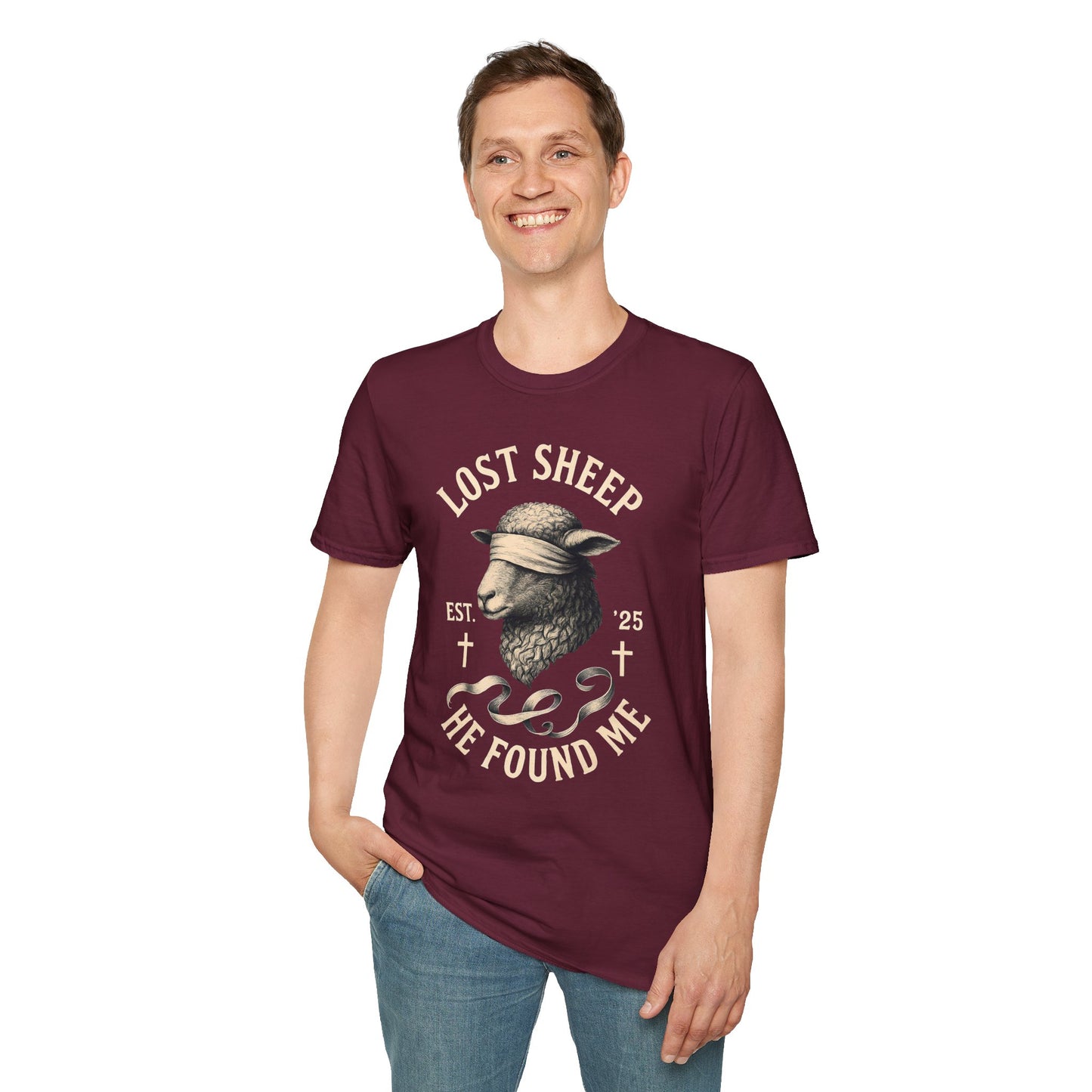 Unisex Softstyle T-Shirt, Religious Tee, Christian Apparel, Lost Sheep Collection, Faith-Based Gift, Christian Wear
