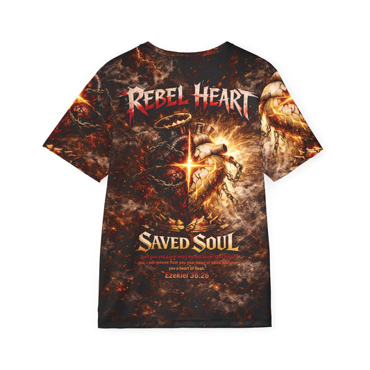 Rebel heart, saved soul-Ezek 36:26-Polyester Tee (AOP)