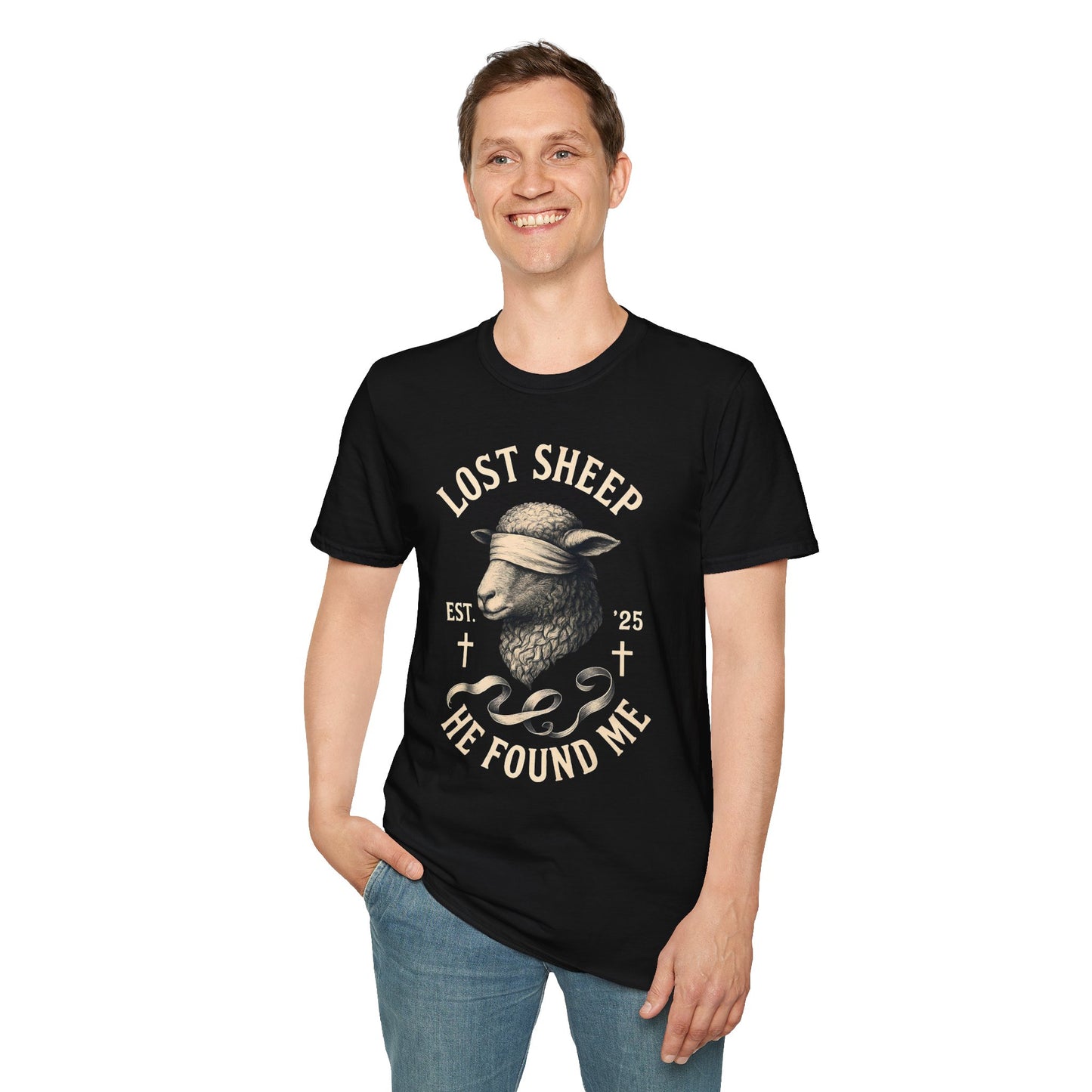 Unisex Softstyle T-Shirt, Religious Tee, Christian Apparel, Lost Sheep Collection, Faith-Based Gift, Christian Wear