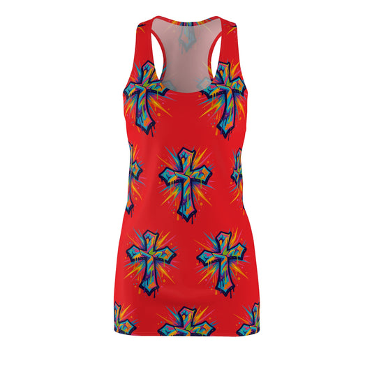 Colorful Abstract Cross Racerback Dress | Trendy Summer Fashion, Christian Wear