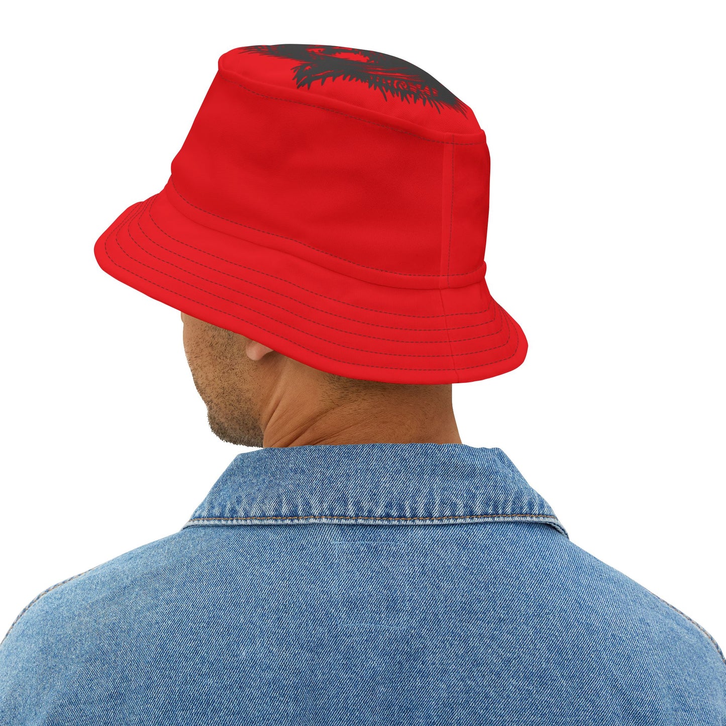 Red Lost Sheep Grunge Bucket Hat, Trendy Summer Accessory, Unisex Streetwear, Perfect for Festivals, Beach Days, Gift for Artists and Christians