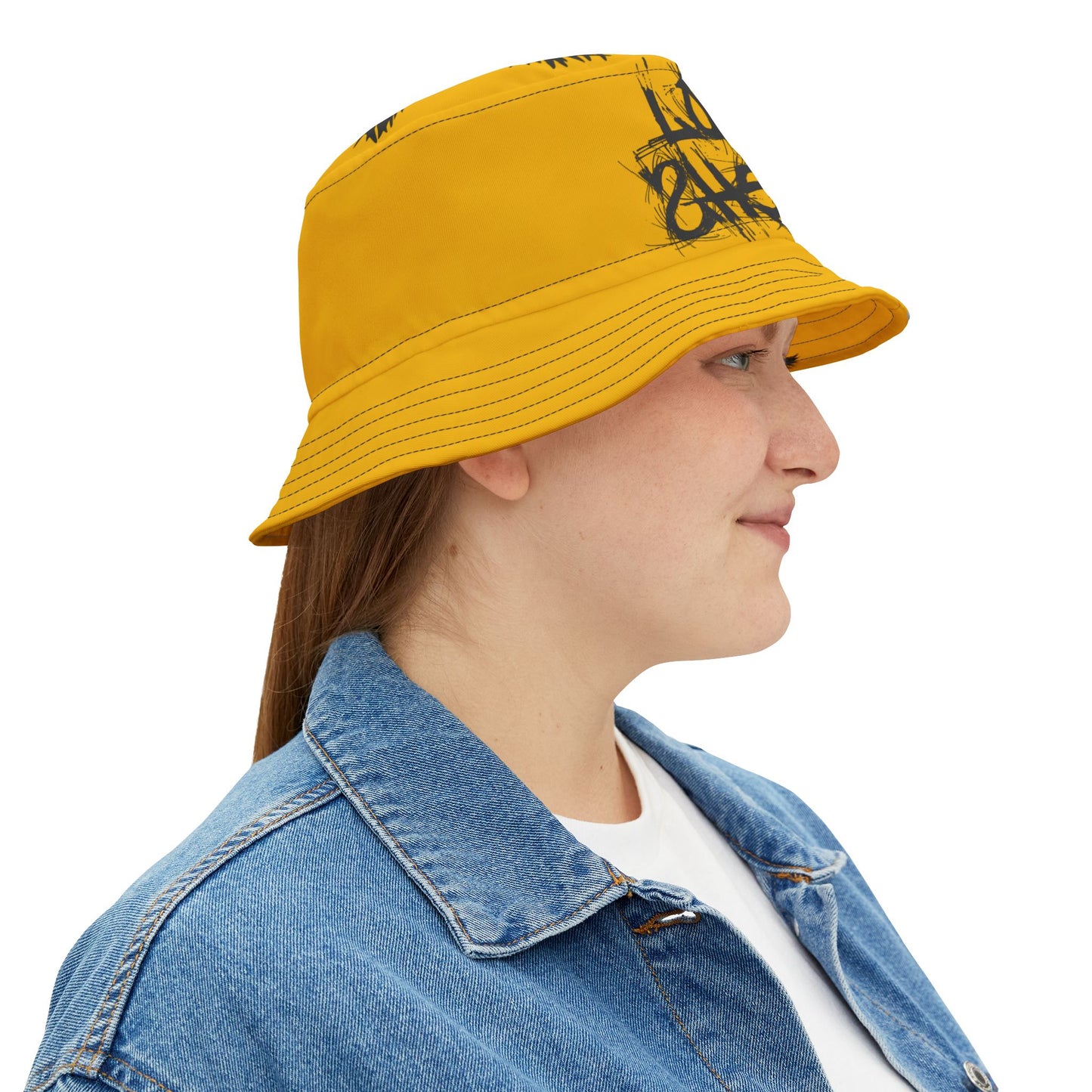 Yellow Lost Sheep Grunge Bucket Hat, Trendy Summer Accessory, Unisex Streetwear, Perfect for Festivals, Beach Days, Gift for Artists and Christians