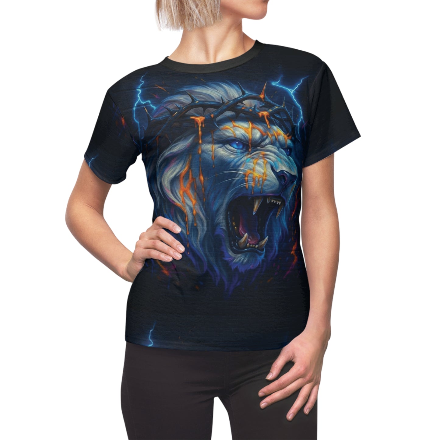 Graffiti Lion of Judah-Women's Polyester Tee (AOP)