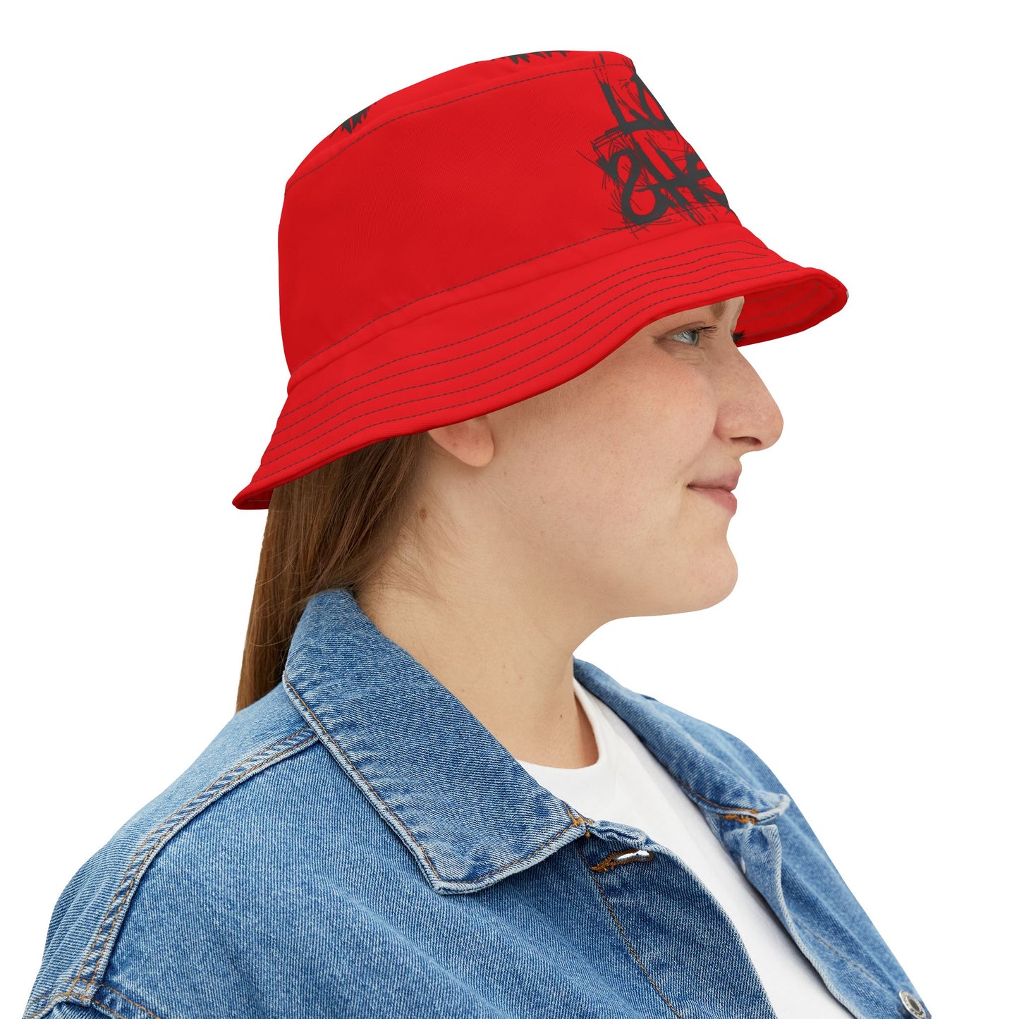 Red Lost Sheep Grunge Bucket Hat, Trendy Summer Accessory, Unisex Streetwear, Perfect for Festivals, Beach Days, Gift for Artists and Christians