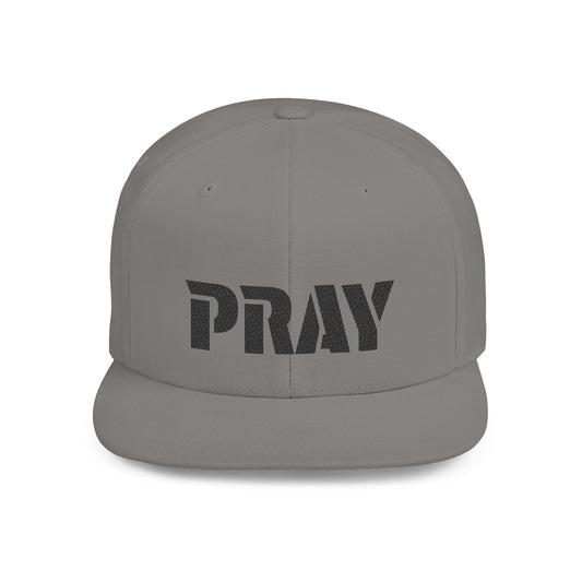 Inspirational Flat Bill Snapback Hat, Pray Adjustable Cap, Motivational Headwear, Faith-Based Gift, Casual Style Accessory