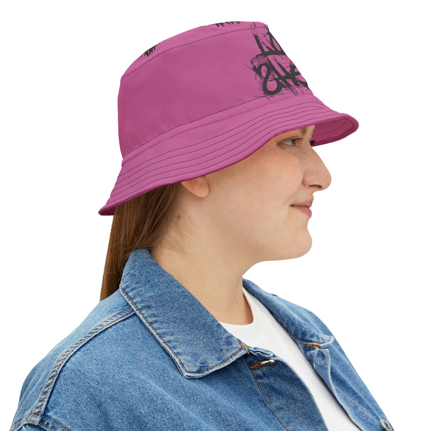 Pink Lost Sheep Grunge Bucket Hat, Trendy Summer Accessory, Unisex Streetwear, Perfect for Festivals, Beach Days, Gift for Artists and Christians