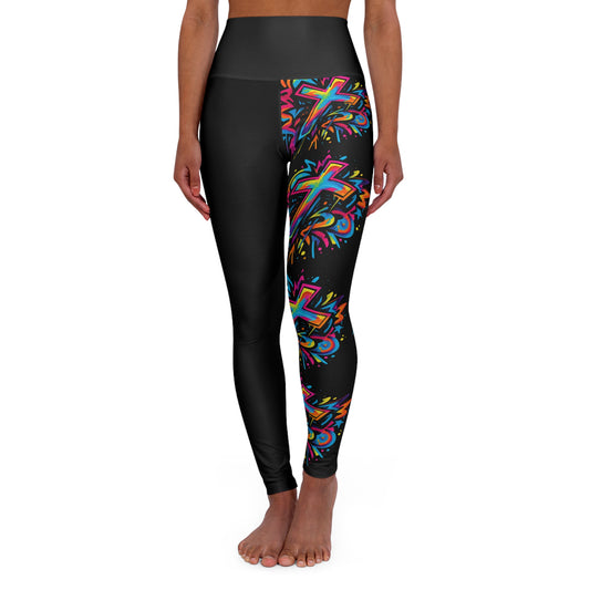 Cross Comfort, Colorful High Waisted Yoga Leggings, Fitness Wear, Activewear, Comfortable Leggings, Workout Leggings, Trendy Yoga Pants