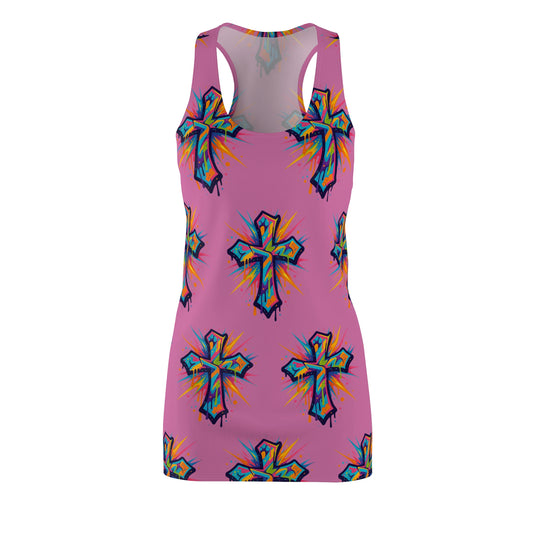 Colorful Abstract Cross Racerback Dress | Trendy Summer Fashion, Christian Wear