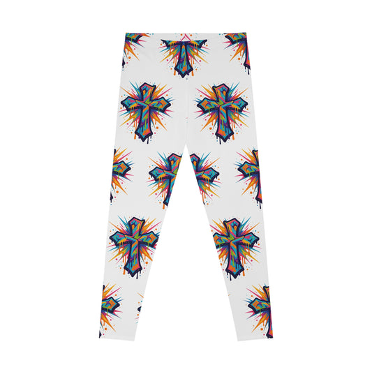 Vibrant Cross Stretchy Leggings, Colorful Yoga Pants, Eye-catching Workout Gear, Festival Fashion, Unique Athleisure Bottoms, Gift for Her