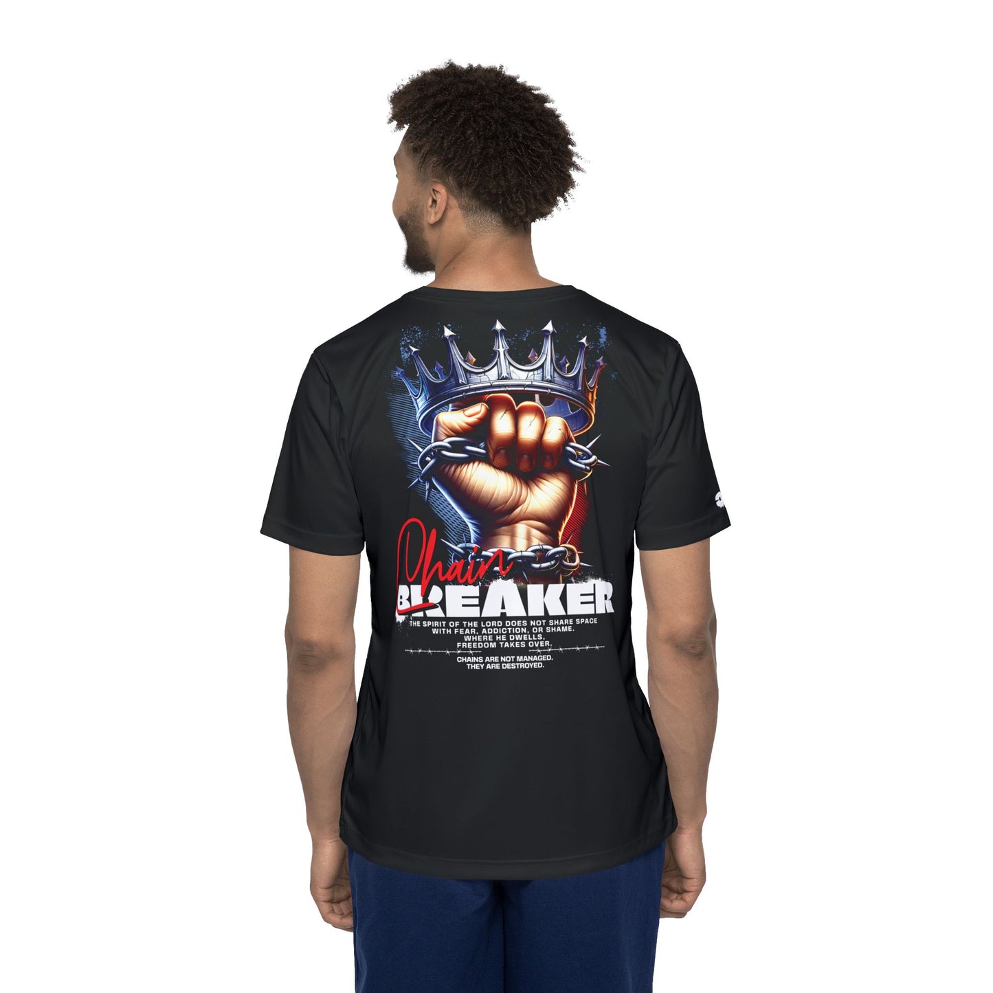 2 Corinthians 3:17- Chain Breaker-Polyester Tee (AOP)