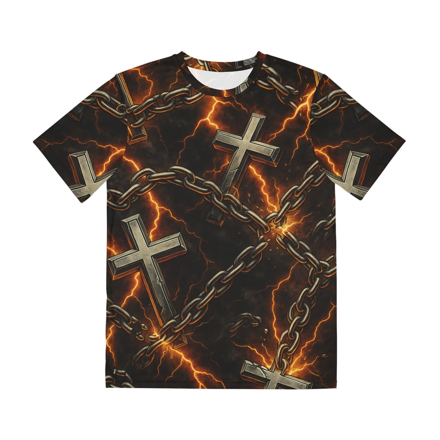 Men's Graphic Tee- Chain Breaker Cross Design, Alternative Fashion, Unisex Style, Perfect for Festivals, Gifts, and Casual Wear