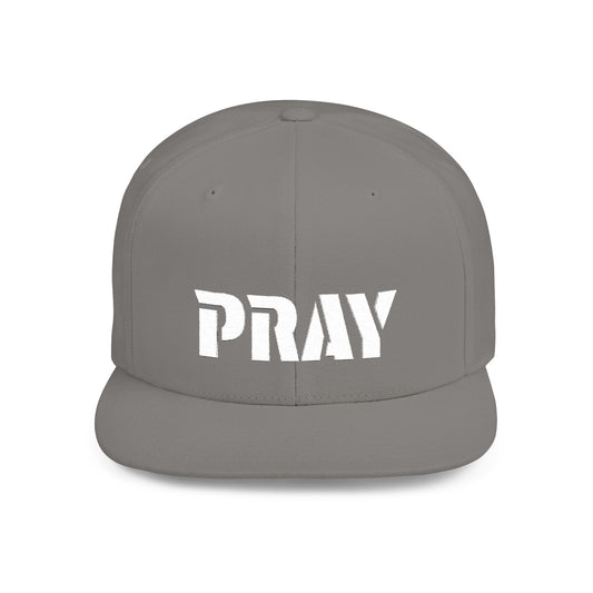 Inspirational Flat Bill Snapback Hat, Pray Adjustable Cap, Motivational Headwear, Faith-Based Gift, Casual Style Accessory