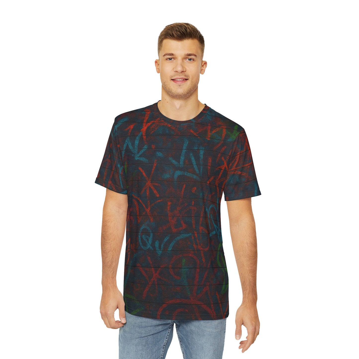 Men's Graphic Tee - Redeemed with Cross and Wings, Streetwear Top, Cool Casual Wear, Festival Style, Unique Gift Idea