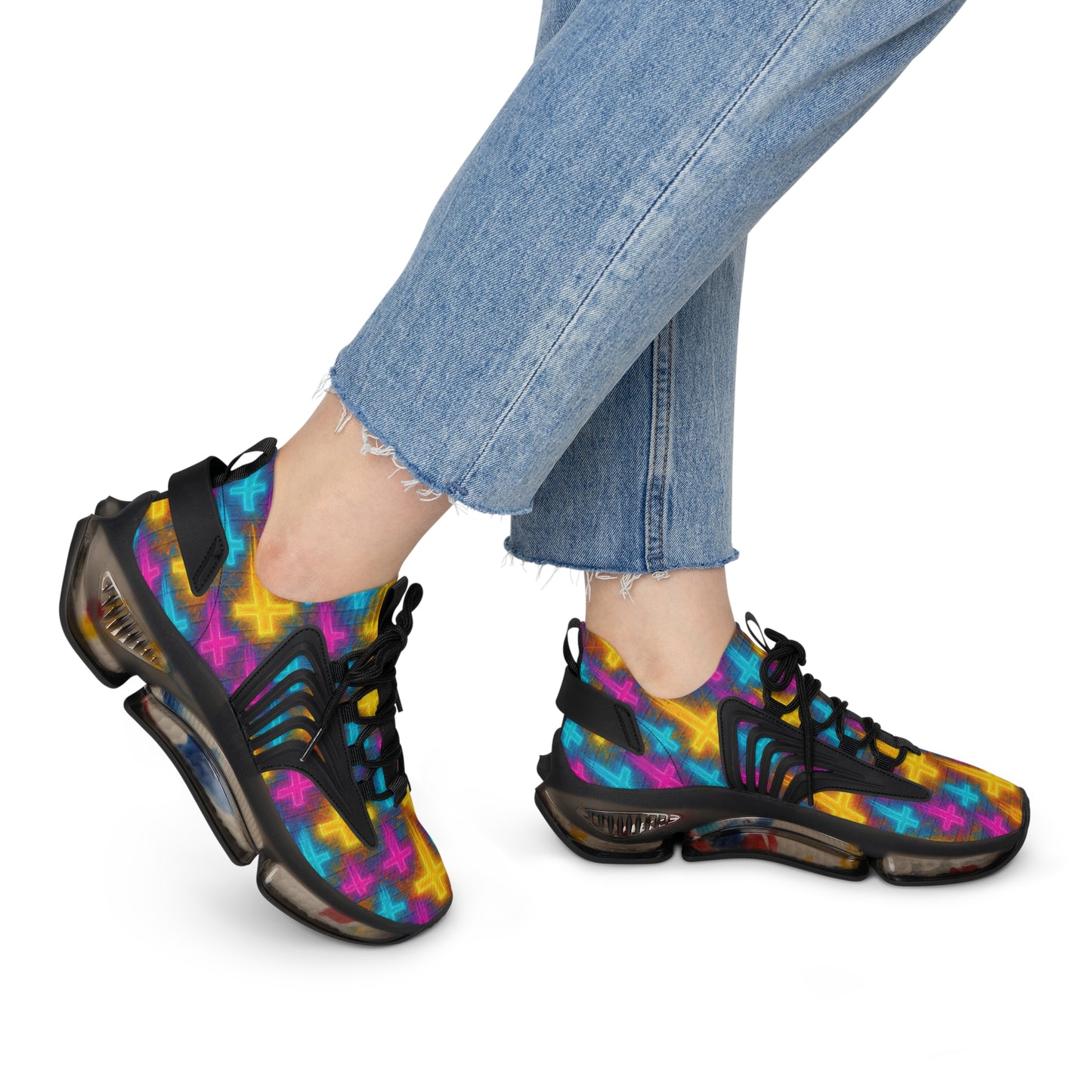Vibrant Women's Mesh Sneakers with Colorful Cross Design, Trendy Athletic Footwear, Statement Sneakers for Active Lifestyle, Perfect [...]