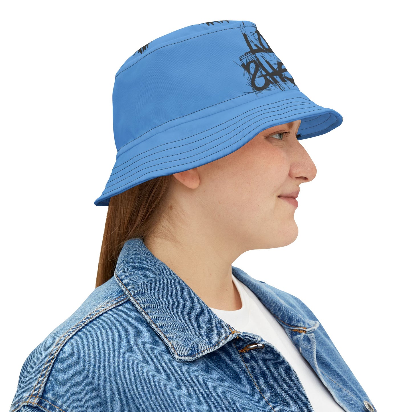 Light Blue Lost Sheep Grunge Bucket Hat, Trendy Summer Accessory, Unisex Streetwear, Perfect for Festivals, Beach Days, Gift for Artists and Christians