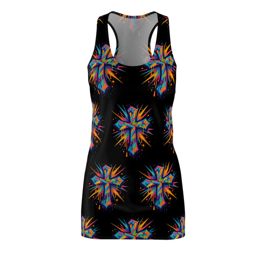 Colorful Abstract Cross Racerback Dress | Trendy Summer Fashion, Christian Wear